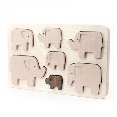 Puzzle à encastrement Eléphants - Artisan Polonais