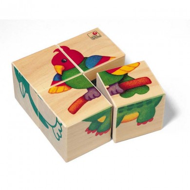 Cubes en bois Bébés Animaux du Zoo - Selecta