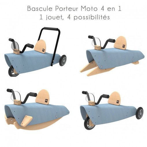Bascule Porteur Moto 4 en 1 bleu - Chou Du Volant